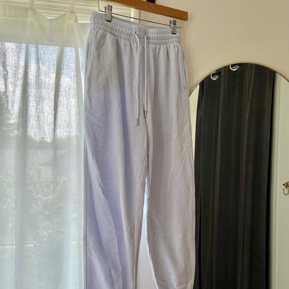 H&M Light Blue Sweatpants Relaxed Fit Elastic Waist